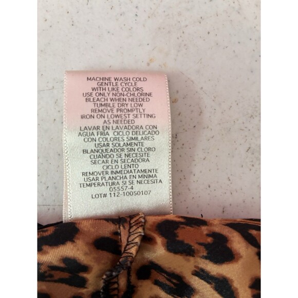 Sophia by Delicates Leopard Satin Slip Dress L Nightgown Chemise Black Lace Y2K - Picture 7 of 9